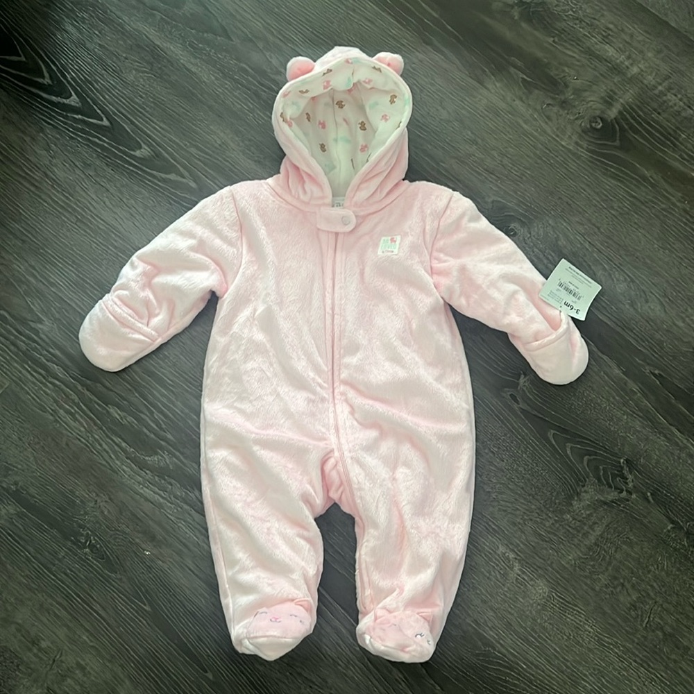 child of mine Bunting Suit One-Piece Fleece Zip Front w/Mittens 3-6 Month